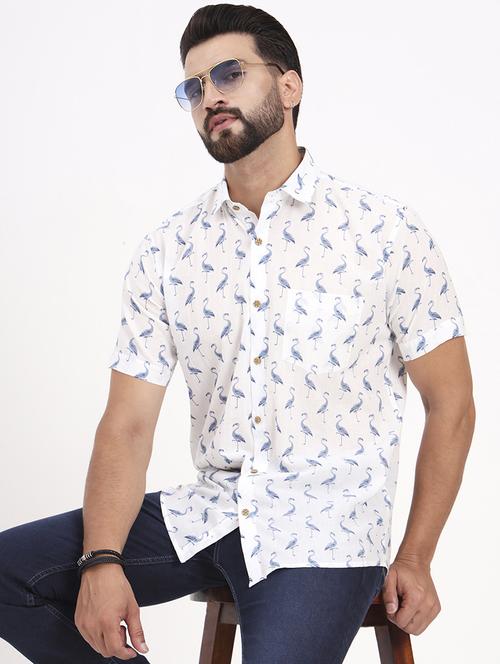 men printed short sleeve regular fit casual shirt - 21986728 -  Standard Image - 0