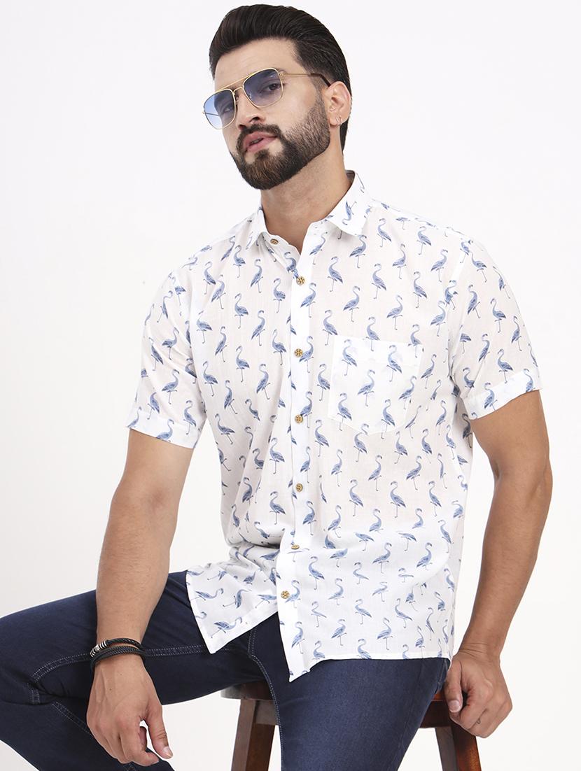 men printed short sleeve regular fit casual shirt - 21986728 -  Zoom Image - 0