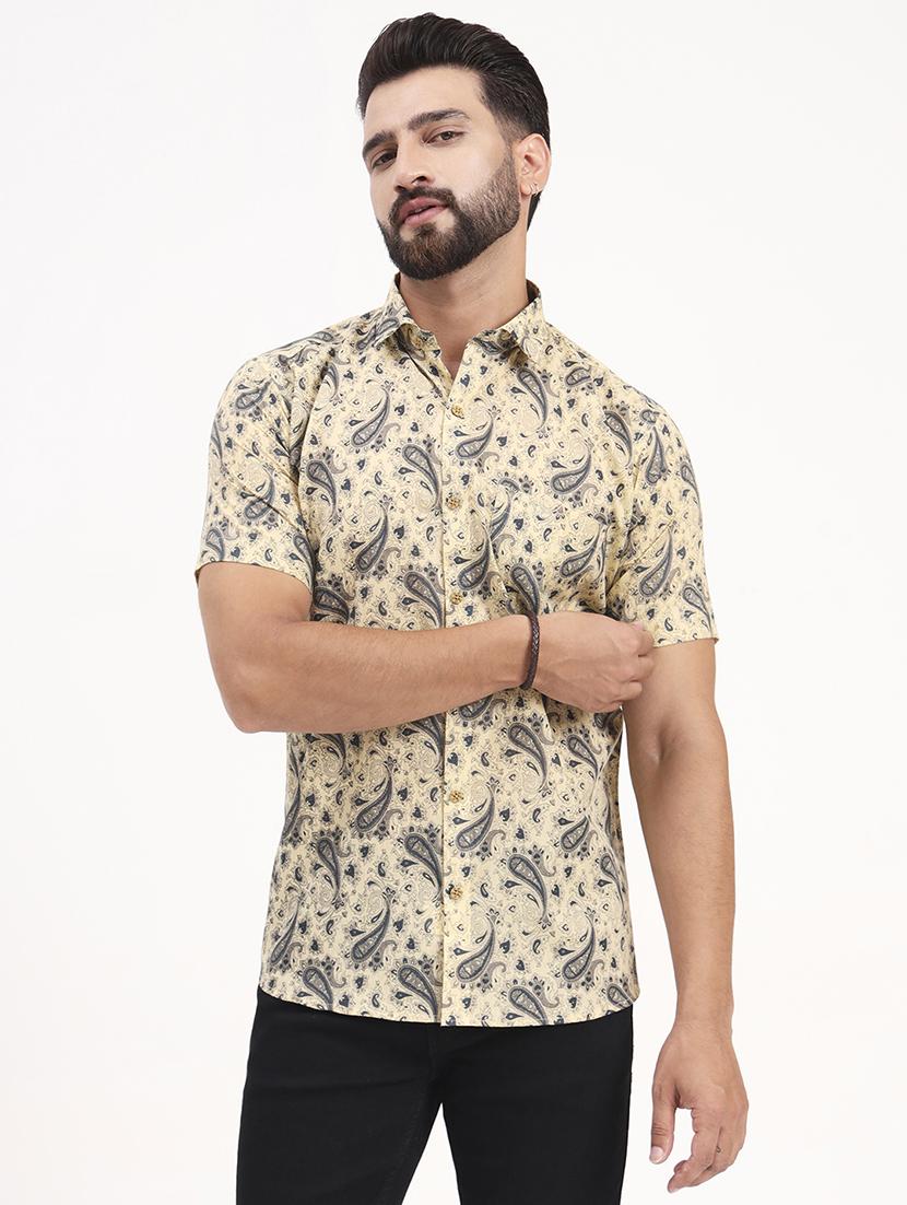 men printed short sleeve regular fit casual shirt - 21986729 -  Standard Image - 1