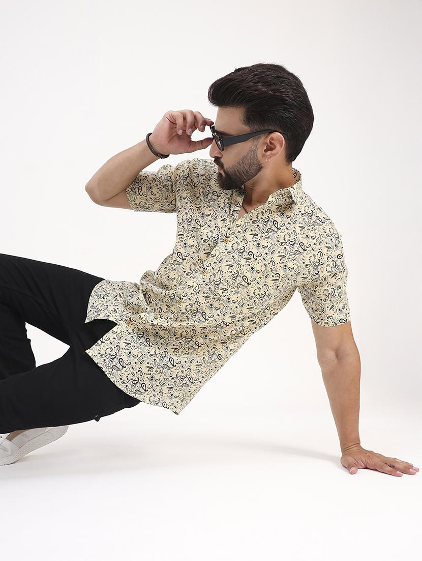 men printed short sleeve regular fit casual shirt - 21986736 - Standard Image - 4