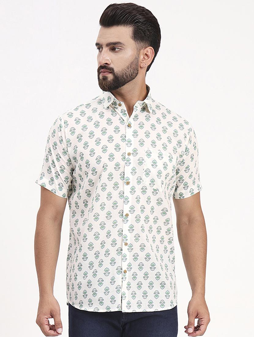 men printed short sleeve regular fit casual shirt - 21986739 - Standard Image - 1