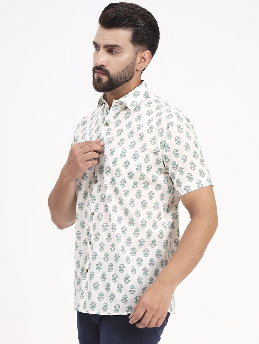 men printed short sleeve regular fit casual shirt - 21986739 - Standard Image - 4