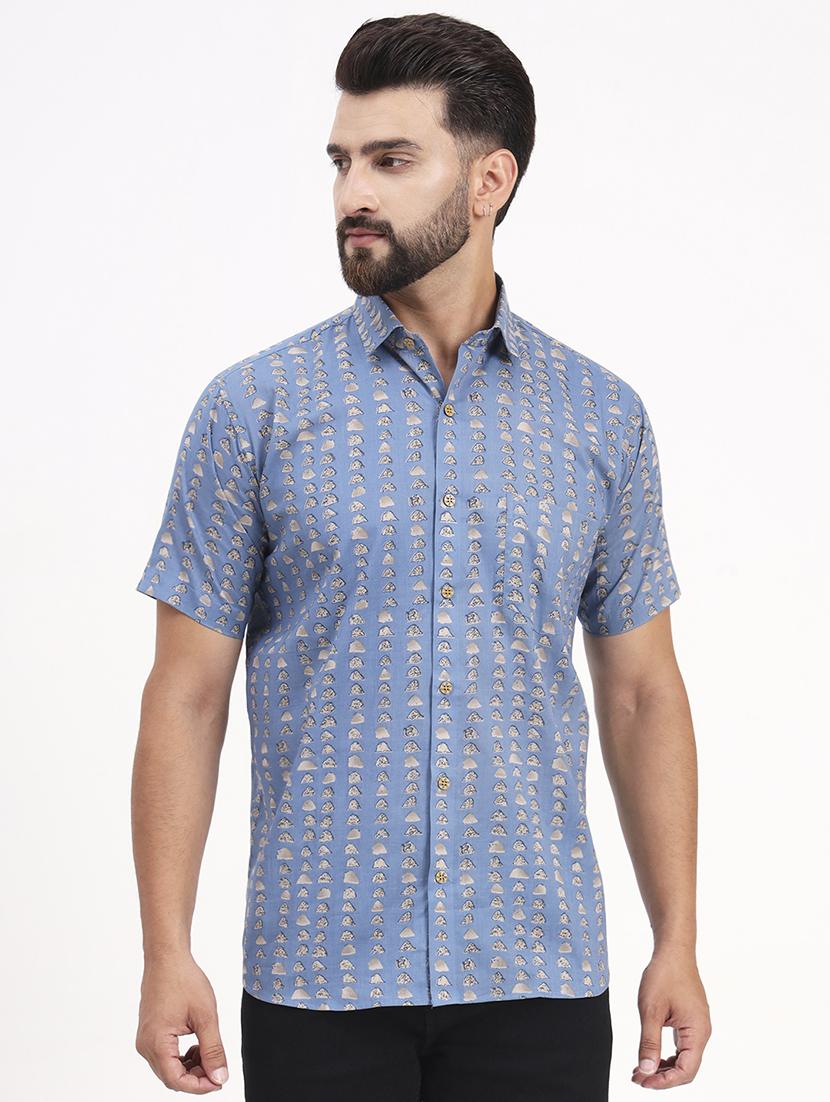 men printed short sleeve regular fit casual shirt - 21986742 -  Standard Image - 1