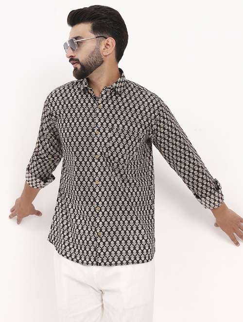 men printed long sleeve regular fit casual shirt - 21986749 -  Standard Image - 0