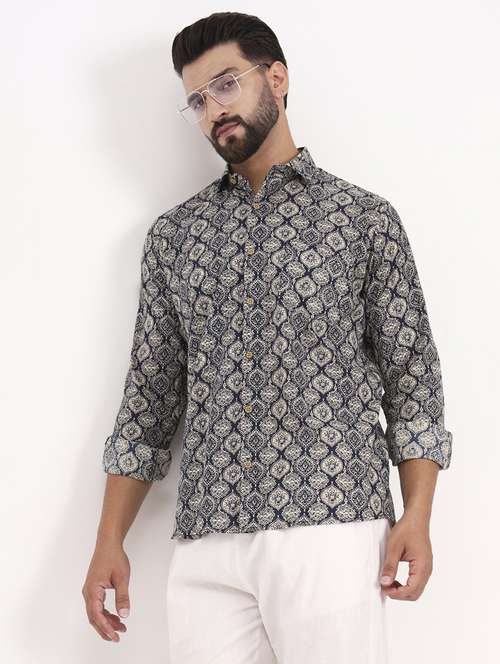 men printed long sleeve regular fit casual shirt - 21986752 - Standard Image - 0