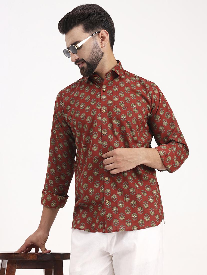men printed long sleeve regular fit casual shirt - 21986753 - Zoom Image - 0