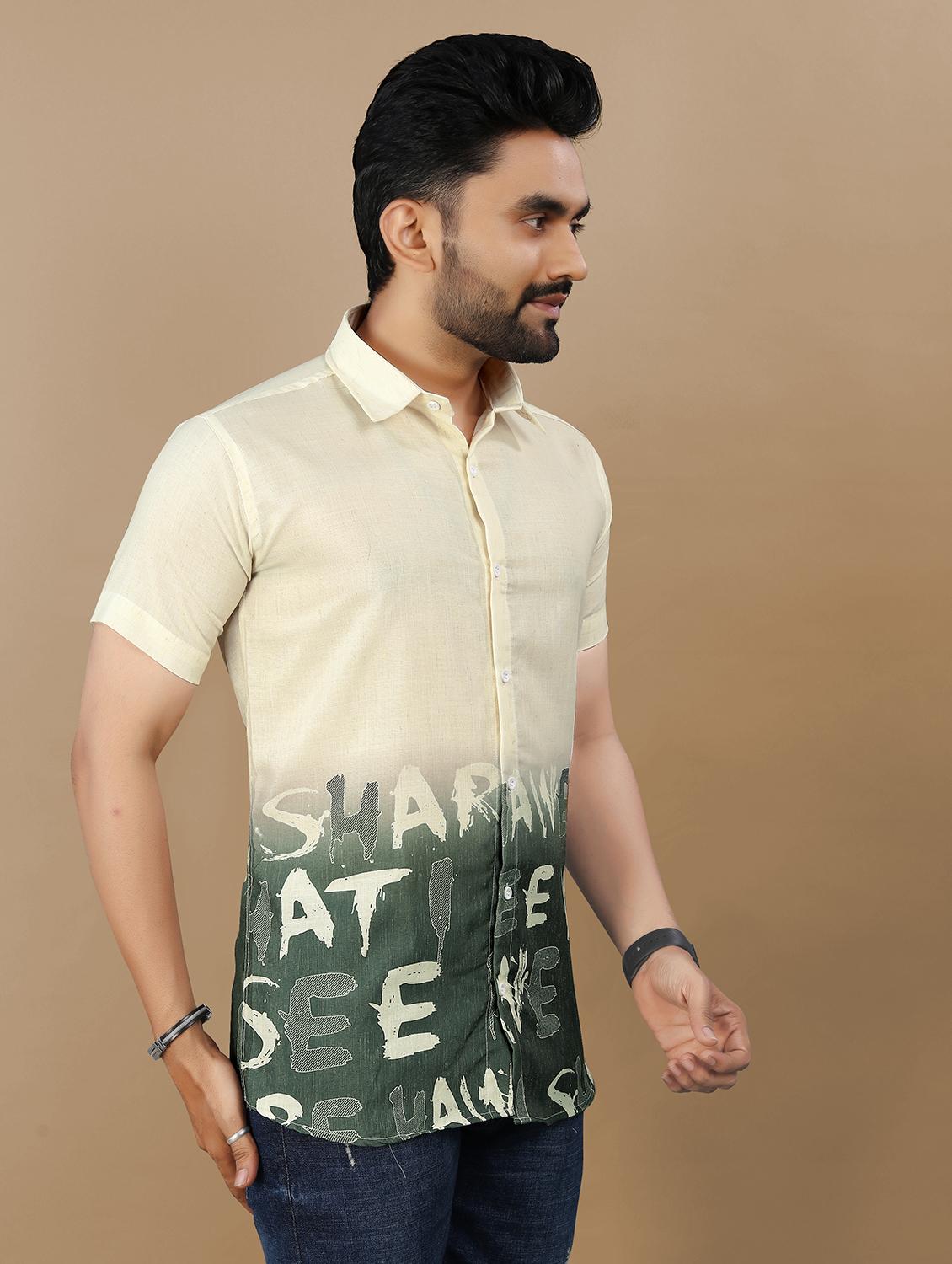 men printed short sleeve collared regular fit shirt - 21986755 - Standard Image - 1