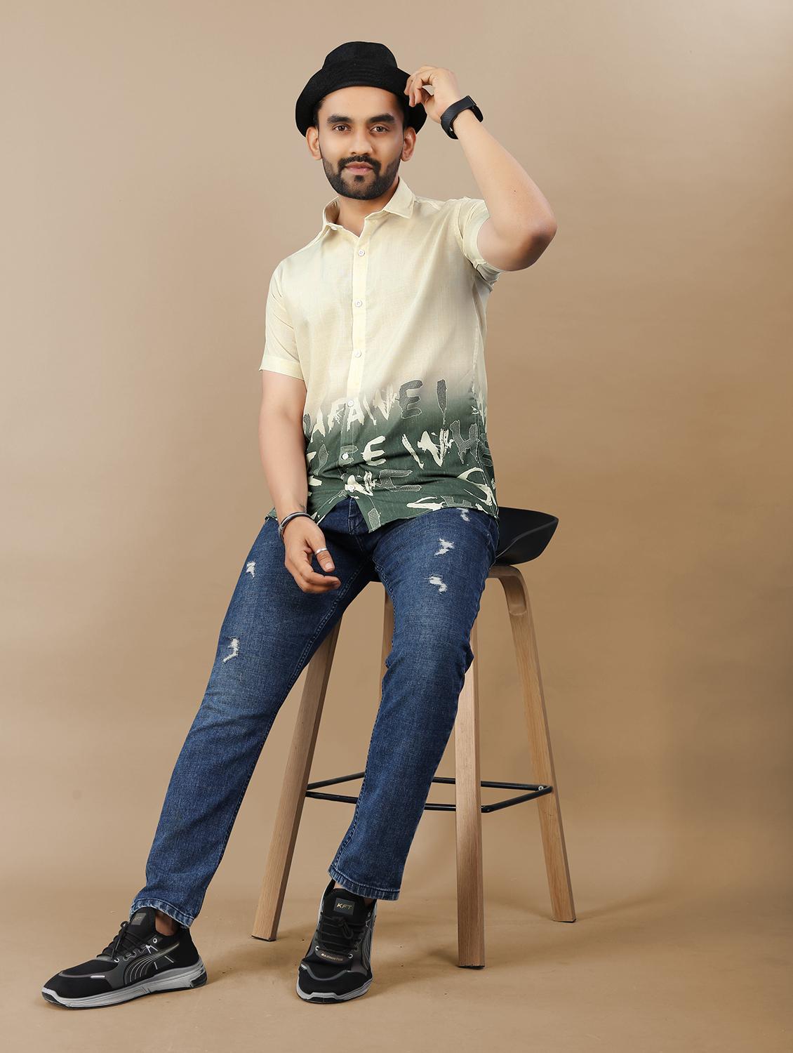 men printed short sleeve collared regular fit shirt - 21986755 - Standard Image - 4