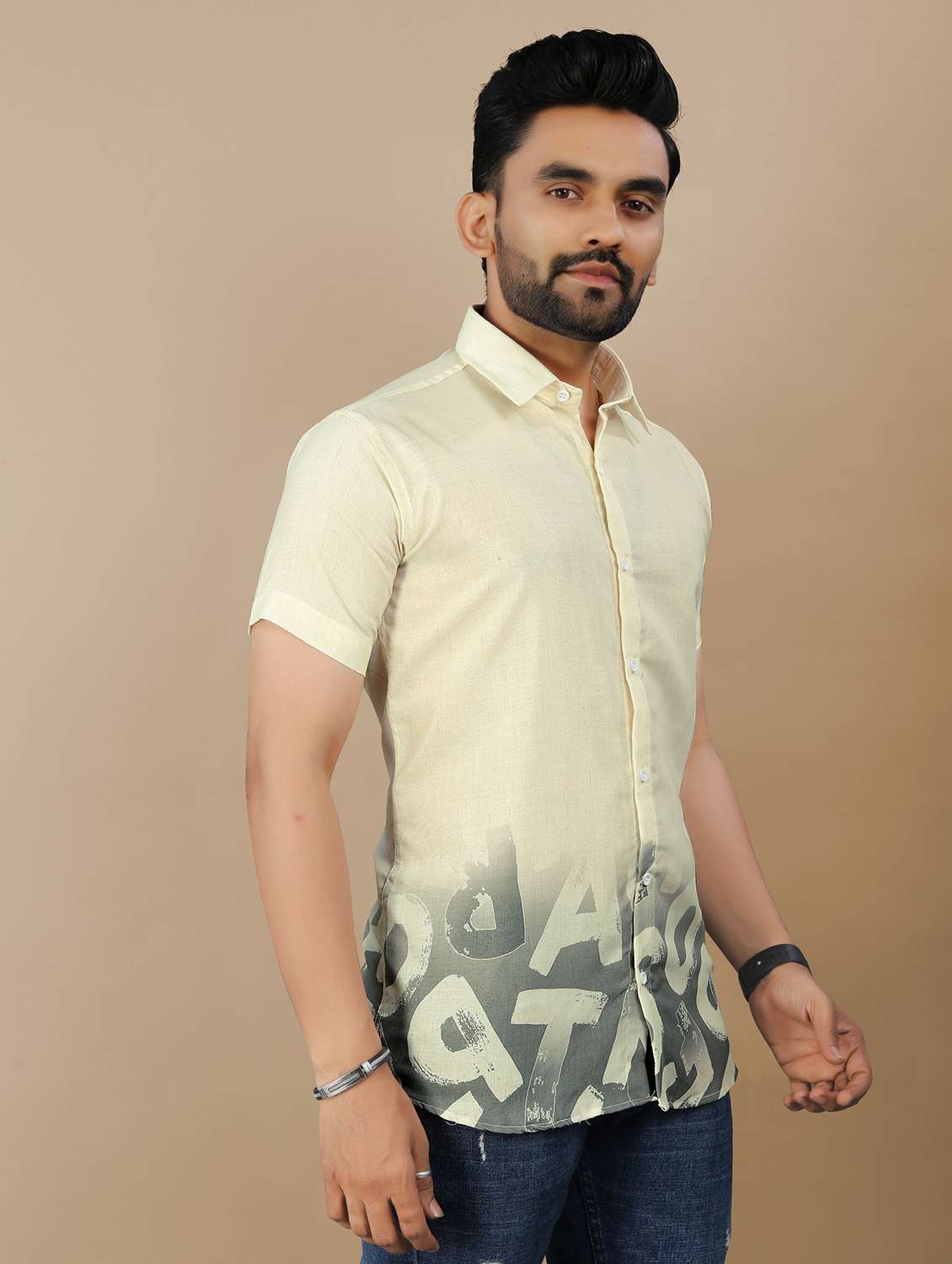 men printed short sleeve collared regular fit shirt - 21986757 -  Standard Image - 1