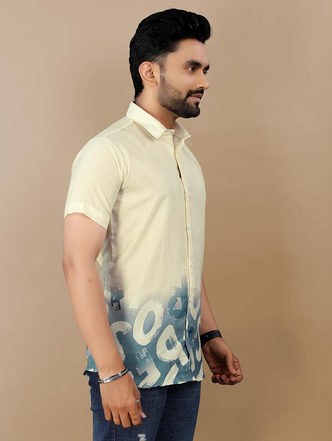 men printed short sleeve collared regular fit shirt - 21986758 - Standard Image - 1
