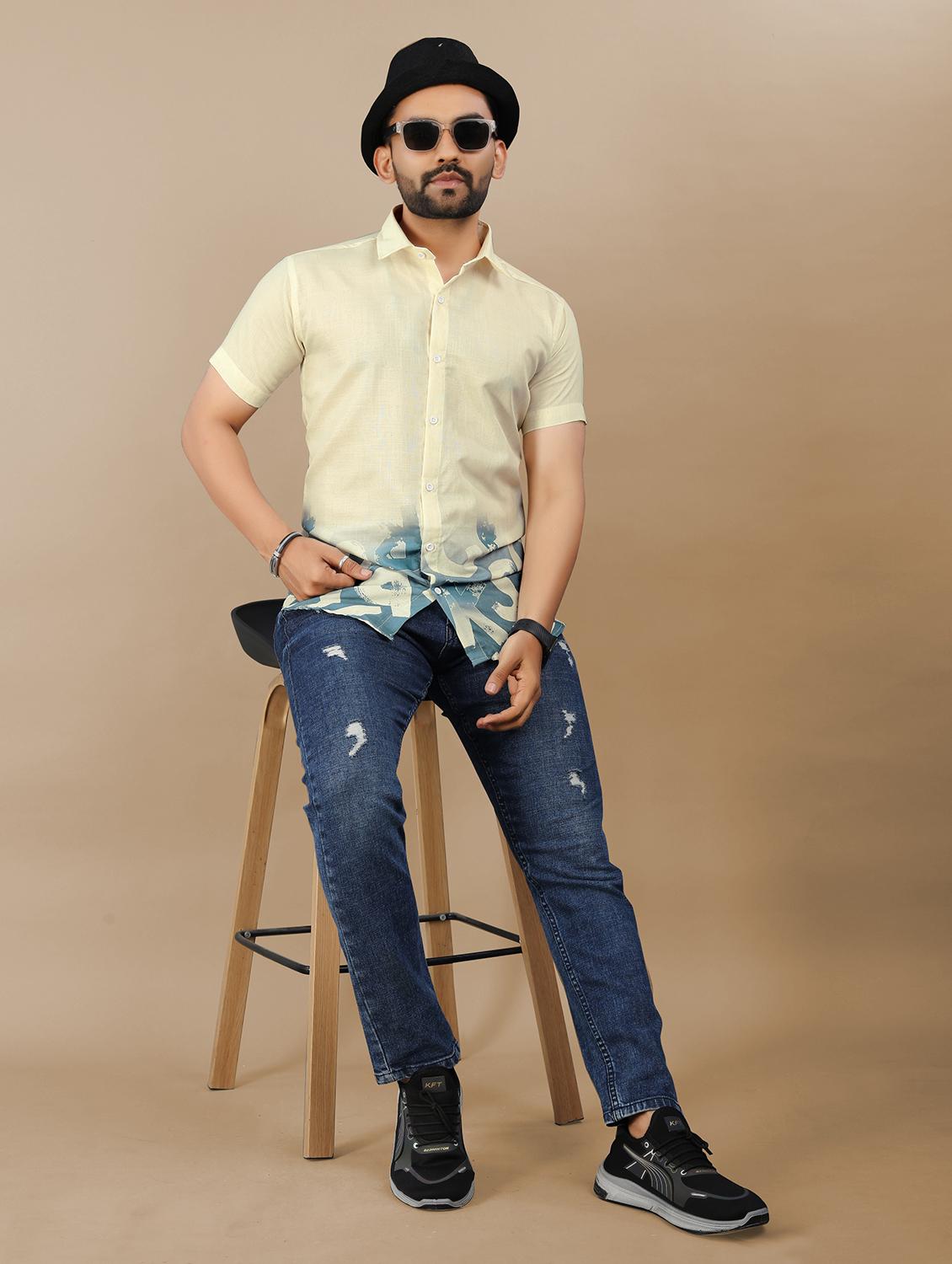 men printed short sleeve collared regular fit shirt - 21986758 - Standard Image - 4