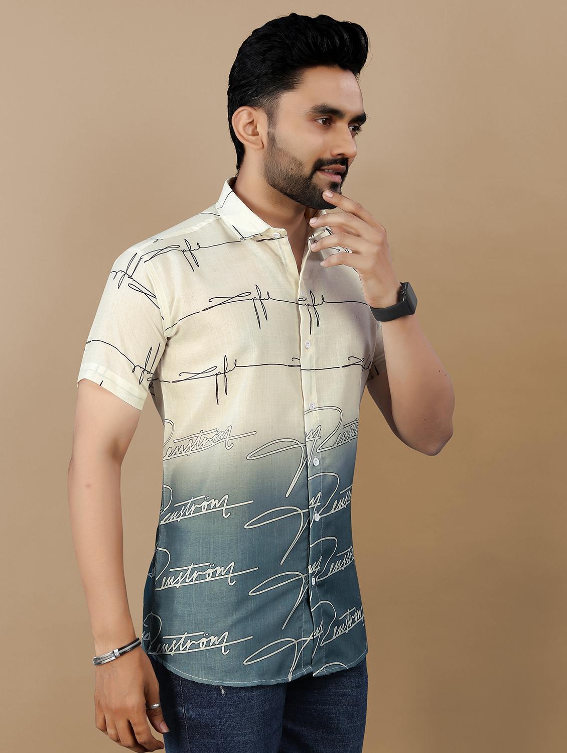 men printed collared regular fit shirt - 21986761 - Standard Image - 1