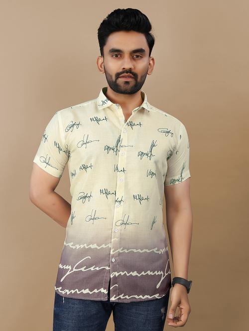 men printed short sleeve collared regular fit shirt - 21986763 - Standard Image - 0