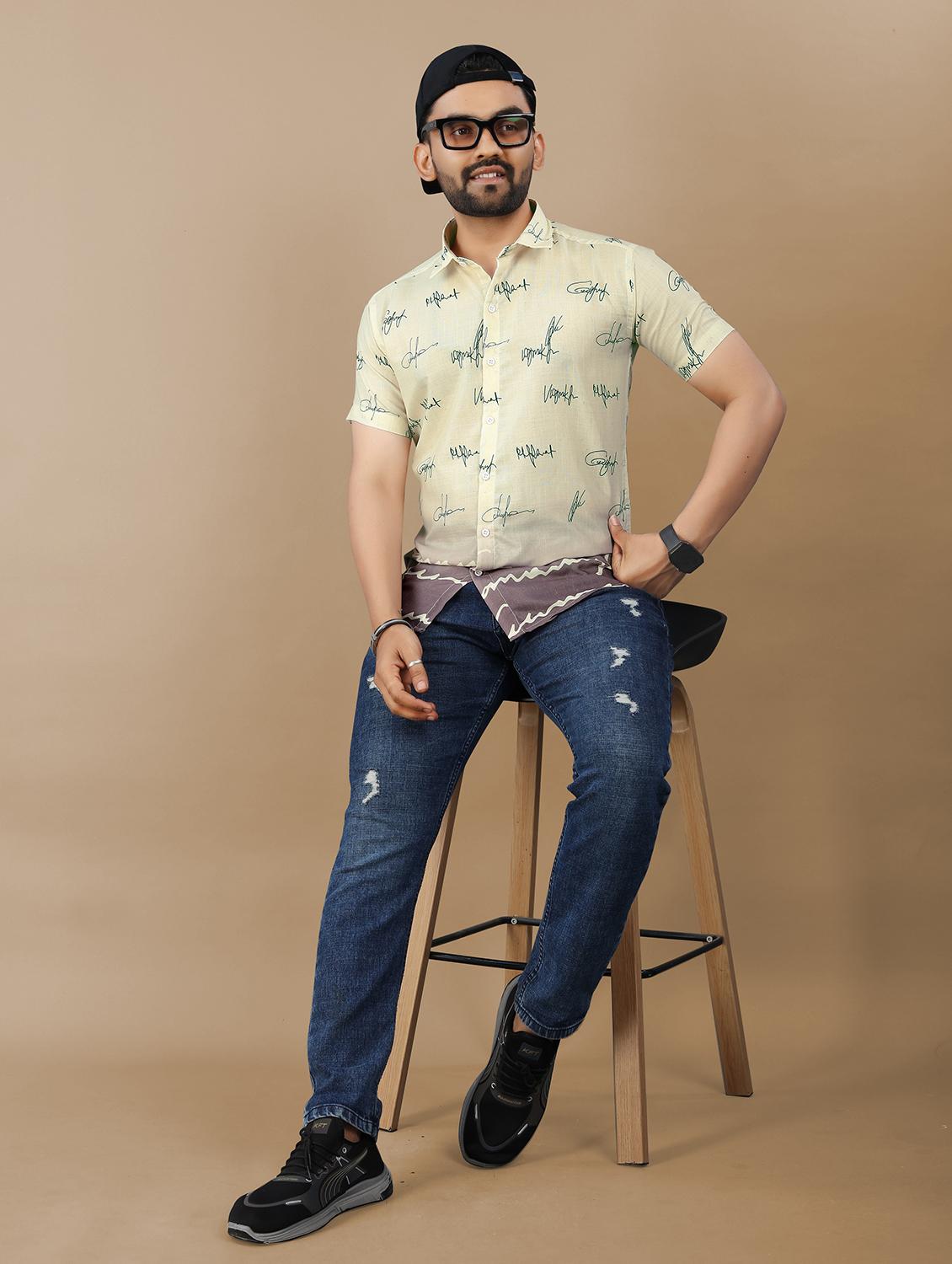 men printed short sleeve collared regular fit shirt - 21986763 - Standard Image - 4
