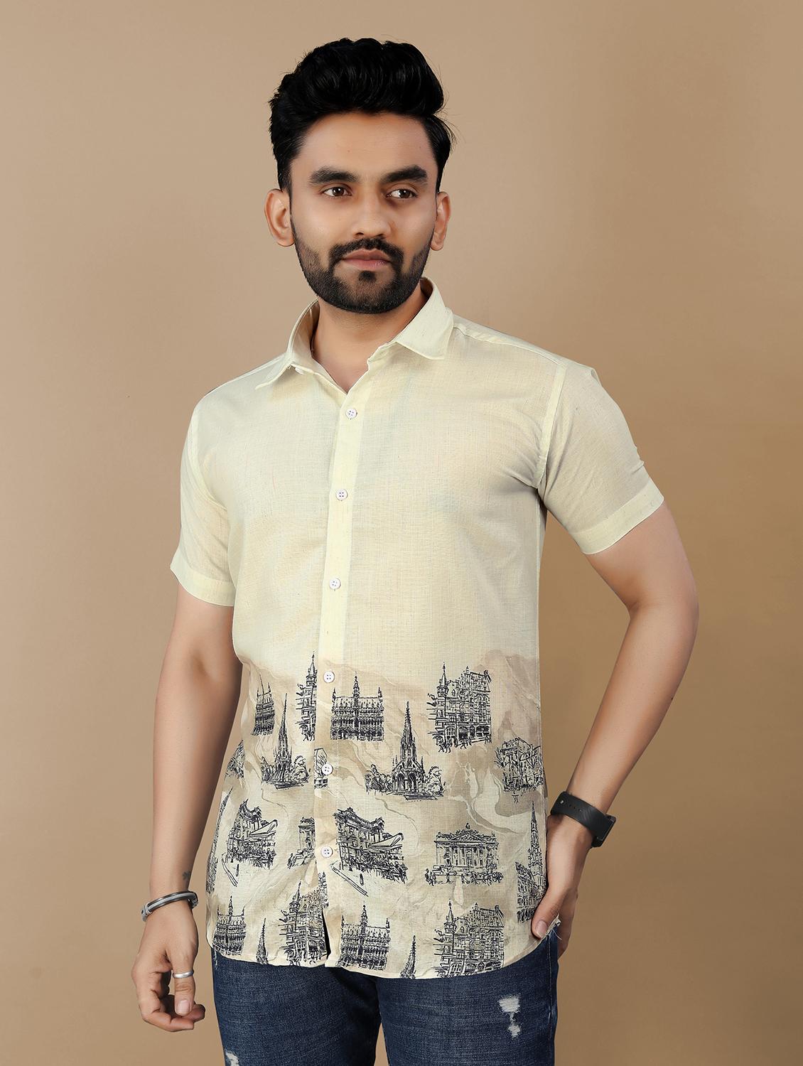 men printed short sleeve collared regular fit shirt - 21986771 - Zoom Image - 0