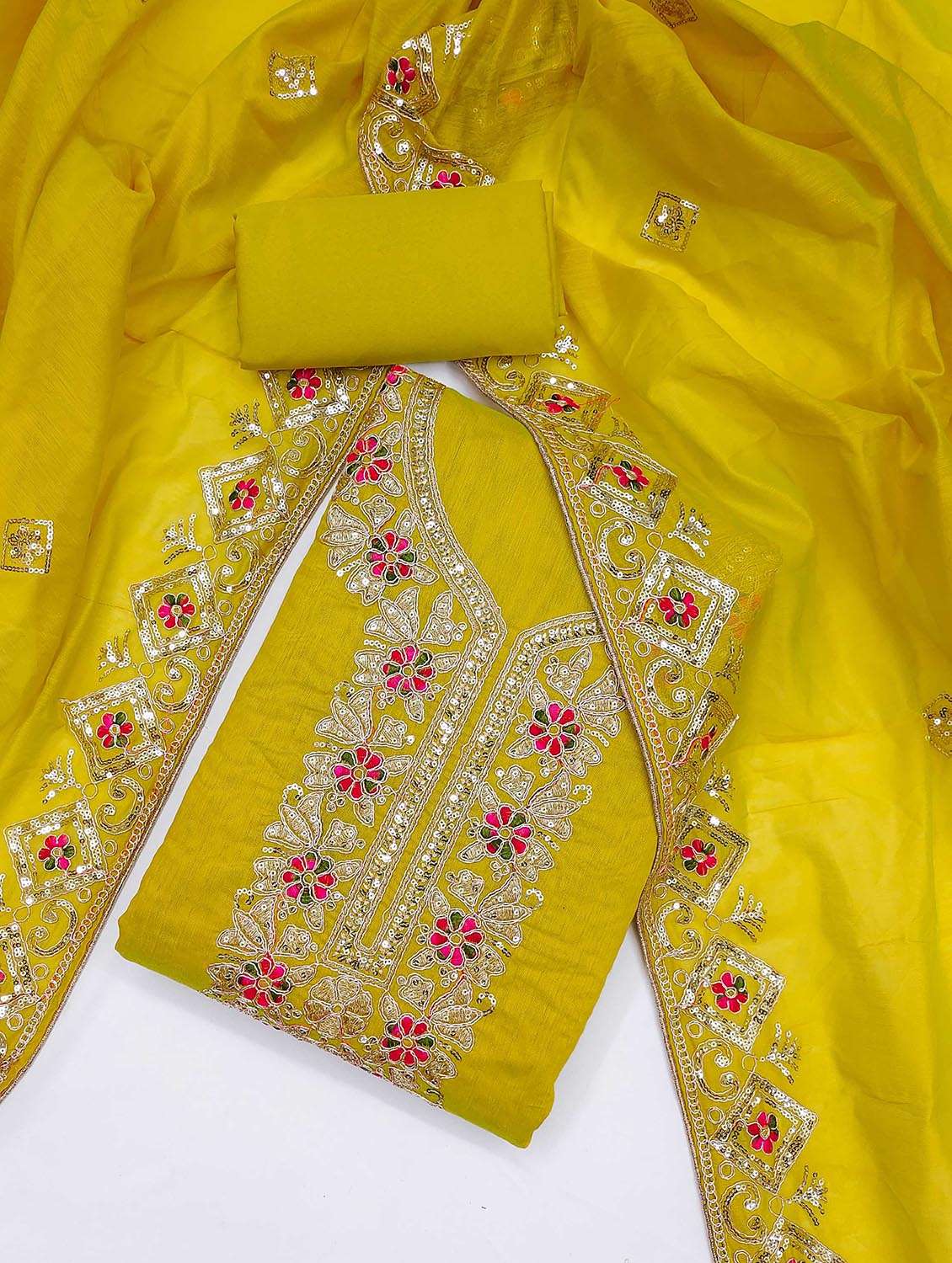 women solid with work embroidered unstitched suit set - 21986781 -  Standard Image - 1