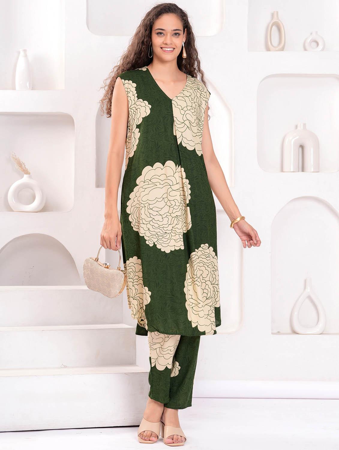 women bandhani print sleeveless kurta and pant set - 21986791 - Standard Image - 1