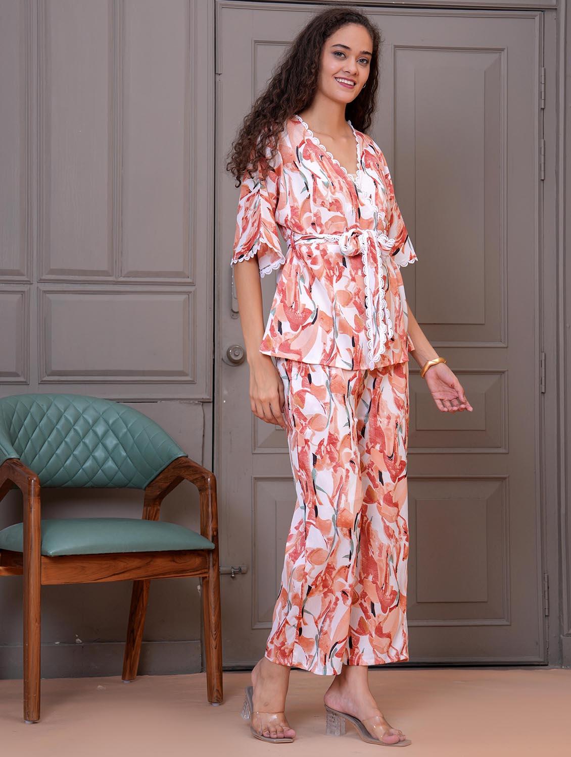 women printed top and trouser co-ord set - 21986796 - Standard Image - 1