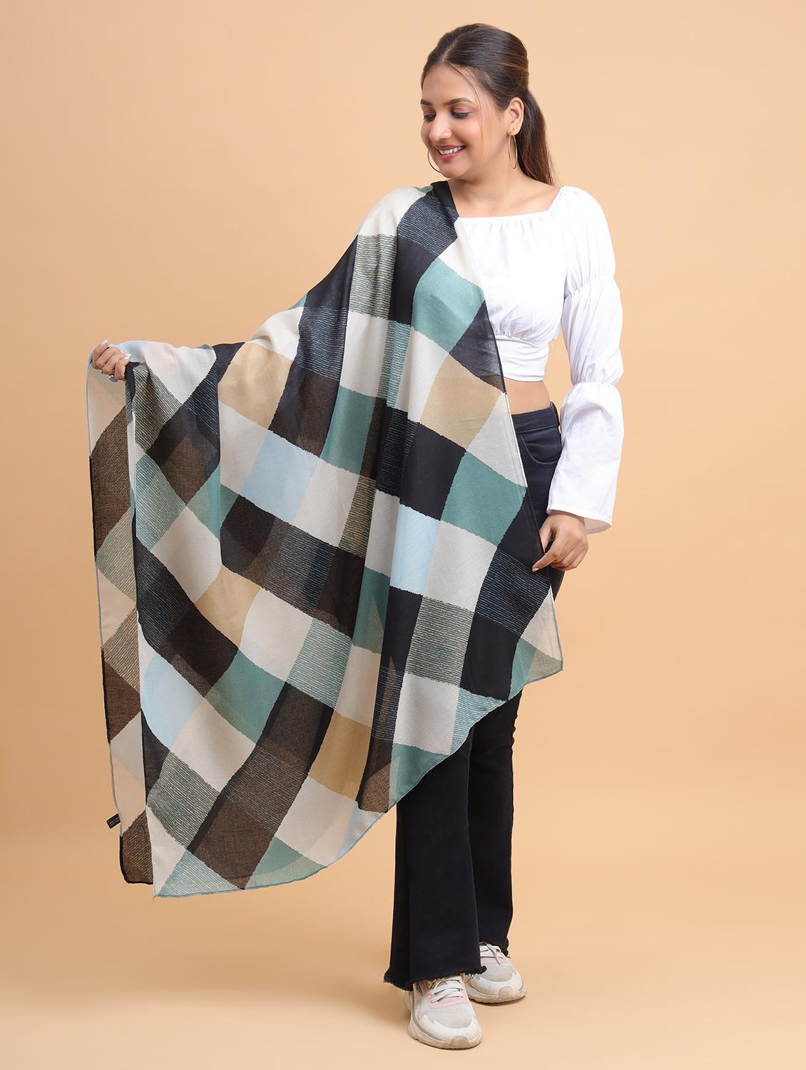 women checkered viscose scarf - 21986811 - Standard Image - 1