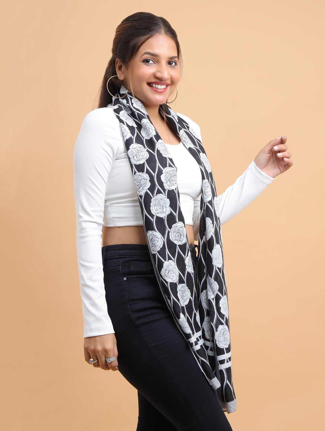 women floral printed viscose scarf   - 21986813 -  Standard Image - 1