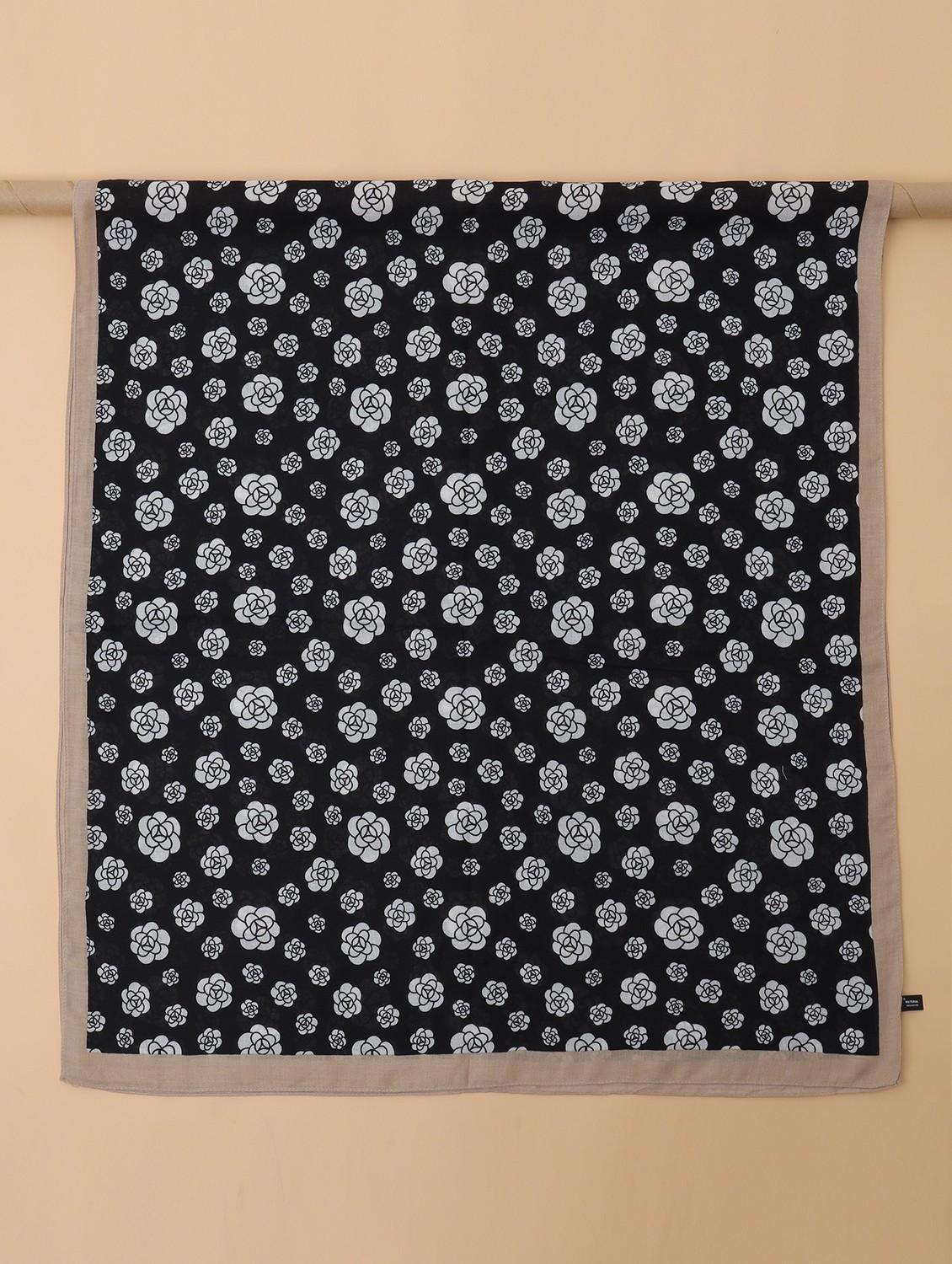 floral print black & beige scarf - 21986821 - Standard Image - 6