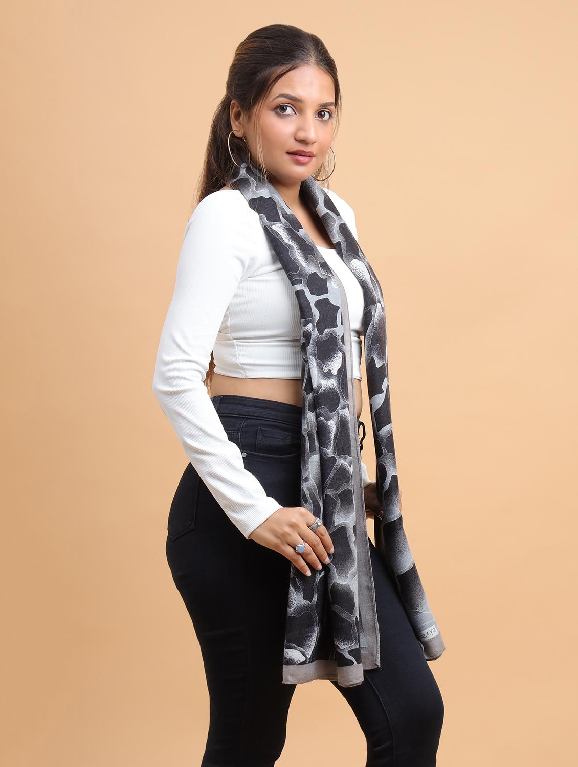 women abstract printed viscose blend scarf - 21986822 - Standard Image - 1