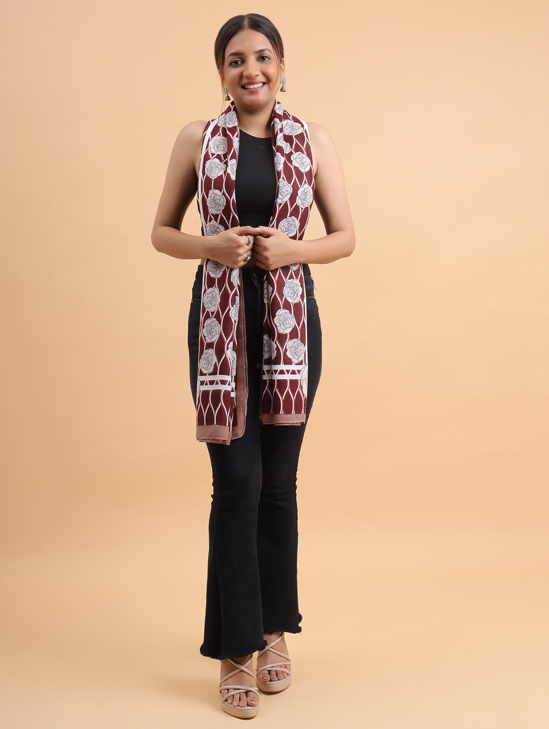 printed maroon color scarf - 21986824 -  Standard Image - 1