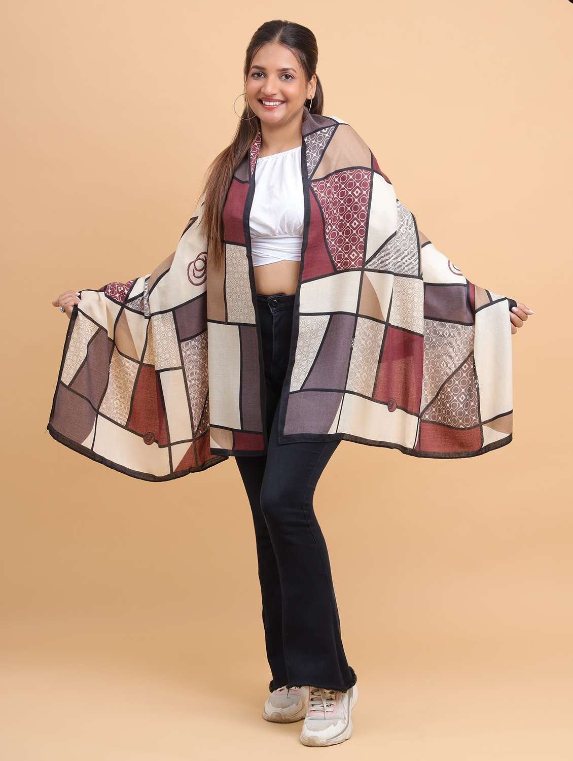 geometric print viscose blend women scarf - 21986827 -  Standard Image - 4