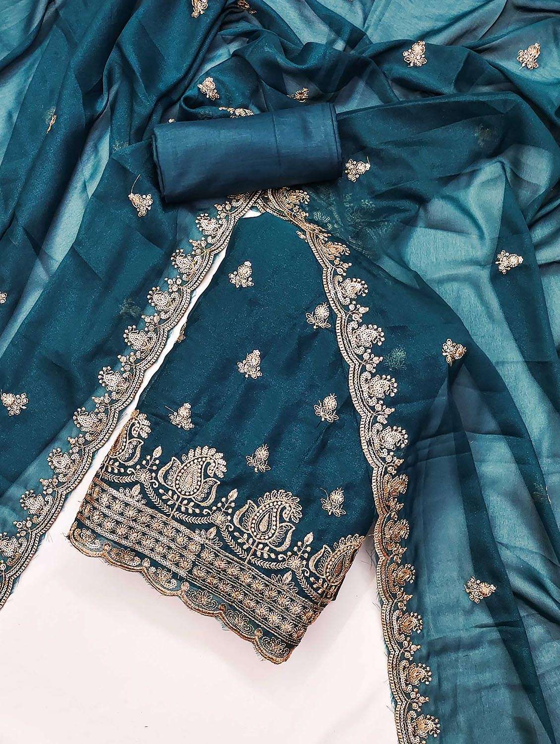 women solid with work embroidered unstitched suit set - 21986833 -  Standard Image - 1