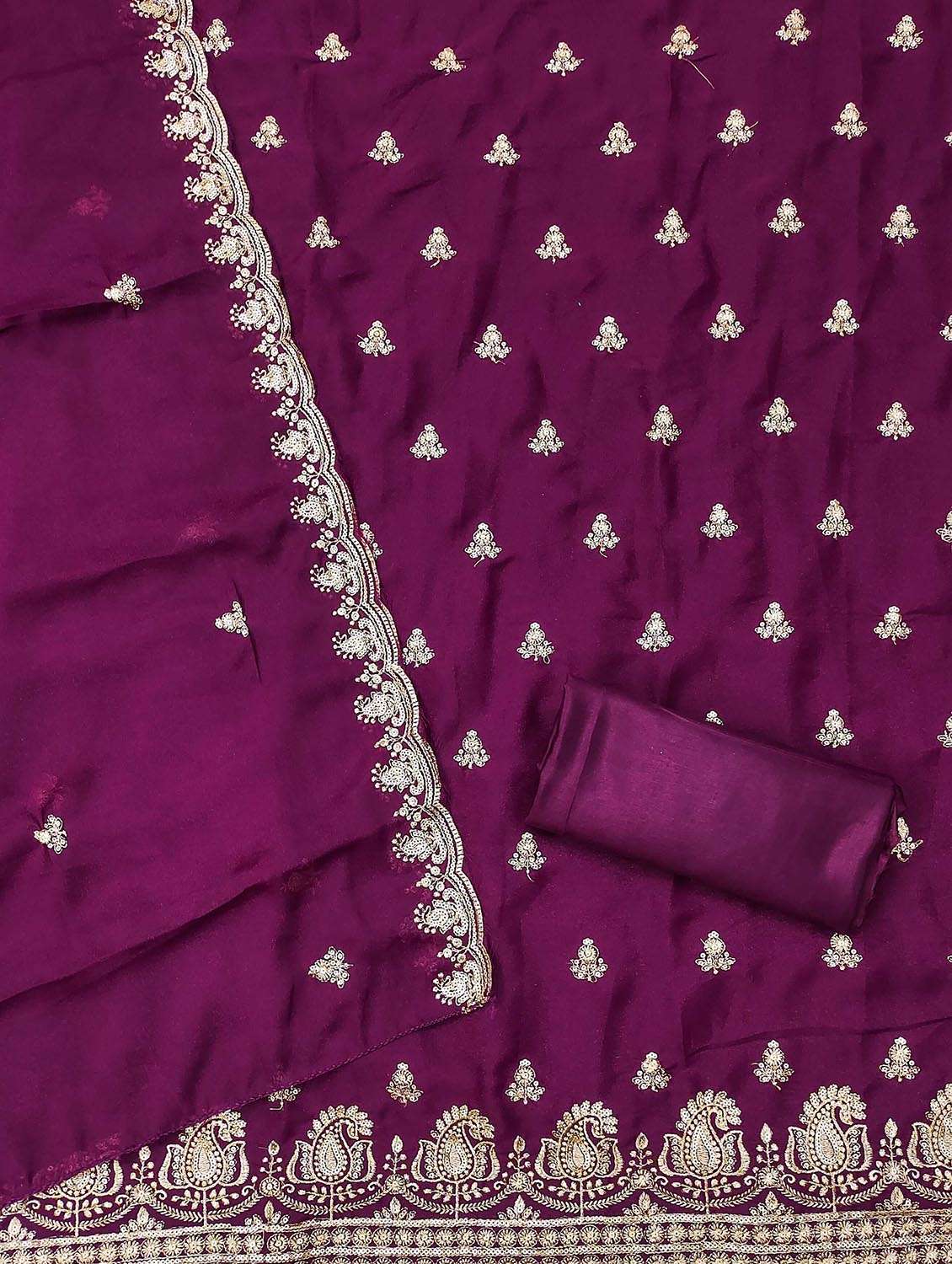 women solid with work embroidered unstitched suit set - 21986834 -  Standard Image - 1