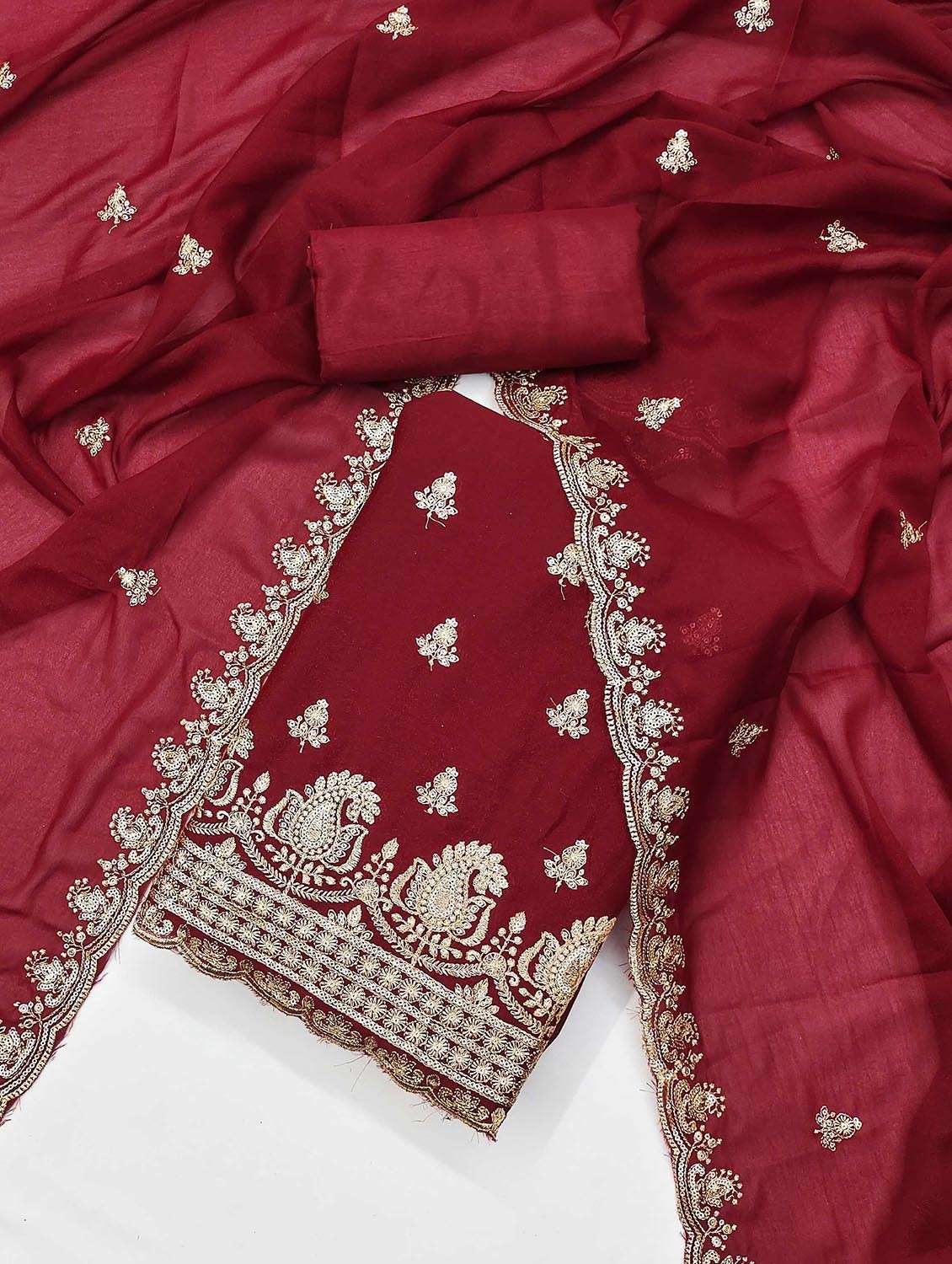 women solid with work embroidered unstitched suit set - 21986835 -  Standard Image - 1