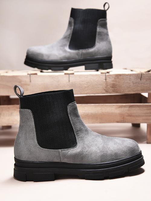 women grey solid ankle boot - 21986866 - Standard Image - 0