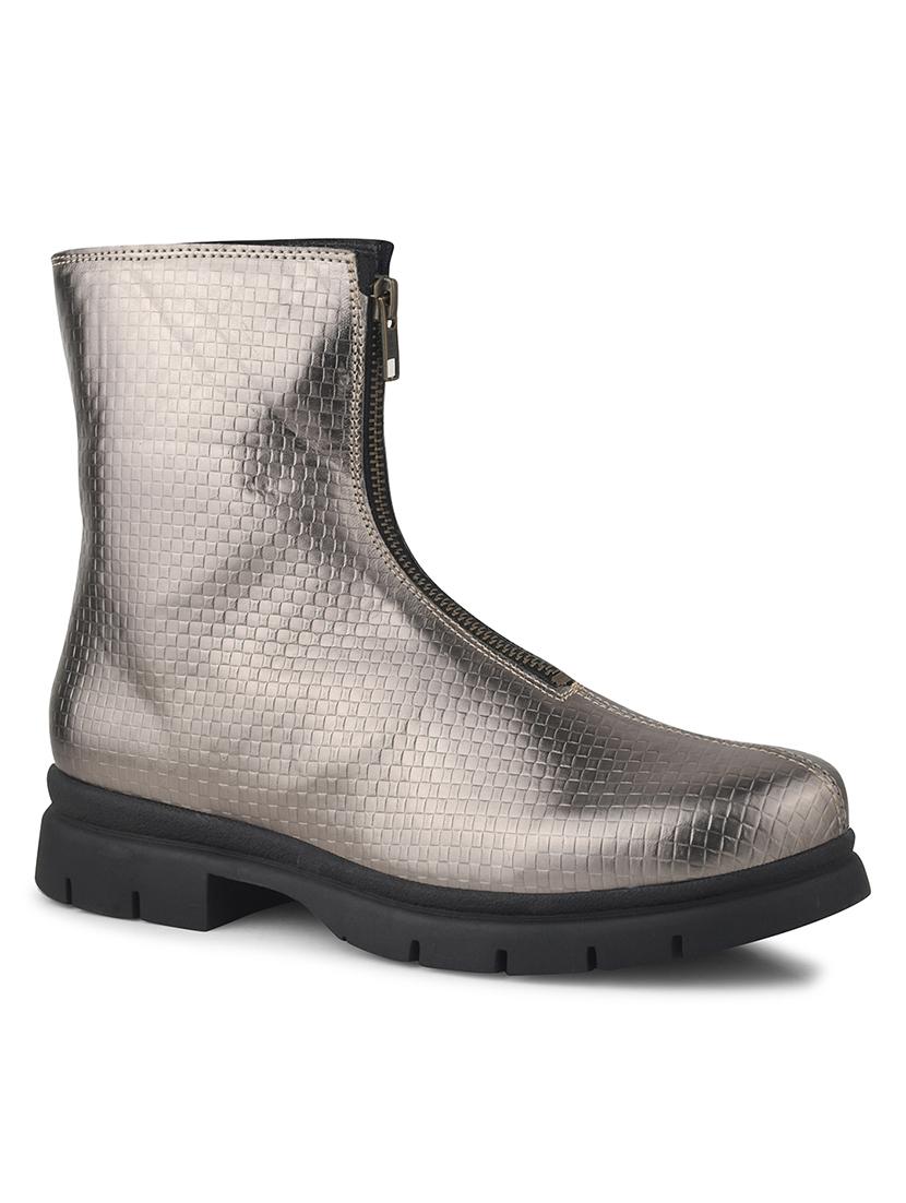women metallic textured ankle length boots - 21986867 - Standard Image - 4