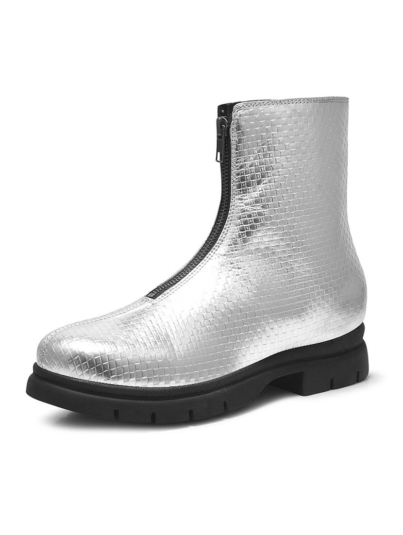 women silver textured ankle length boots - 21986868 - Standard Image - 4