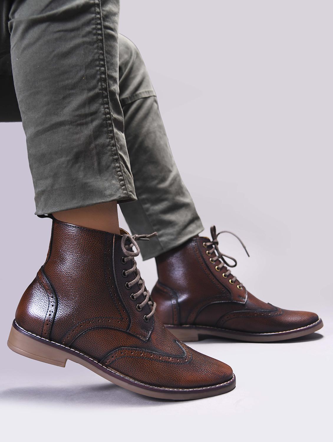 men brown lace up boot - 21986877 - Standard Image - 1