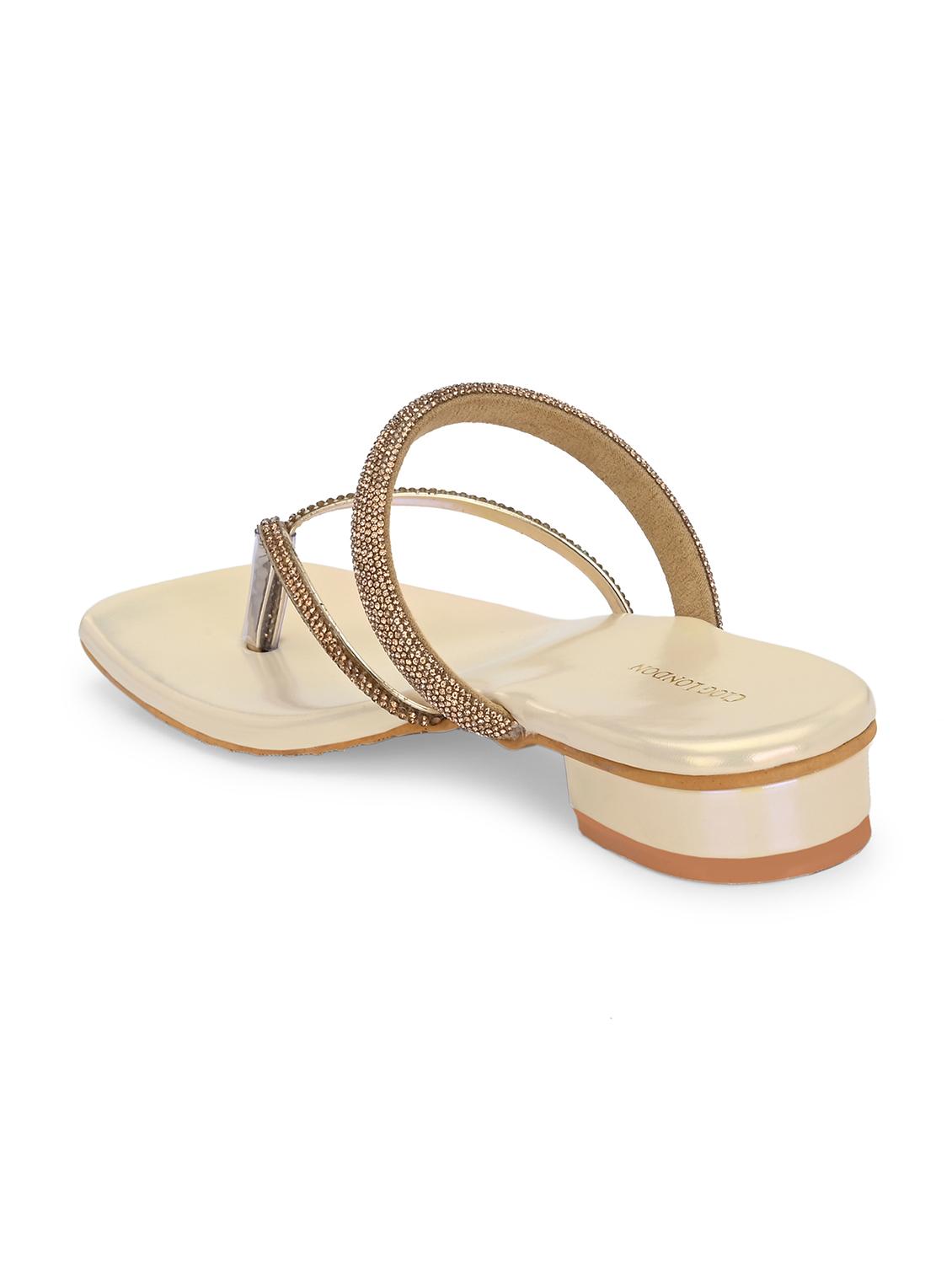 women cream embellished block heel - 21986890 - Standard Image - 4