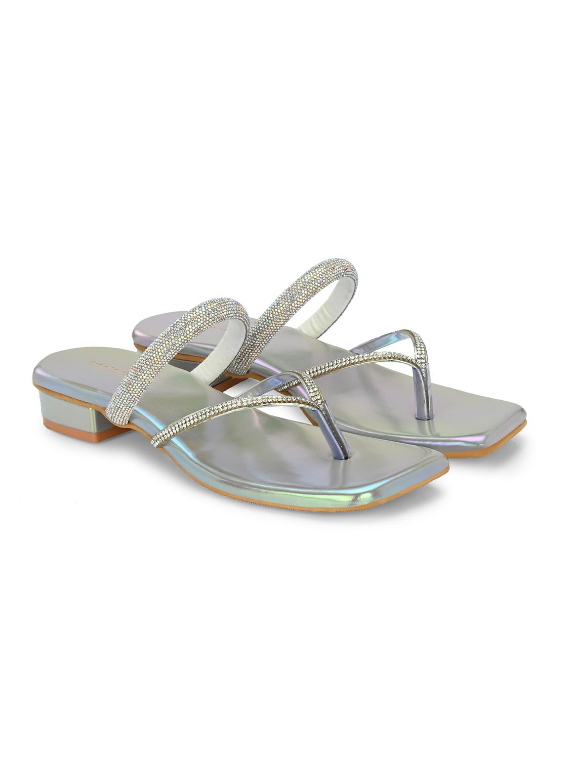 women embellished slip on block heel sandal - 21986891 - Standard Image - 1
