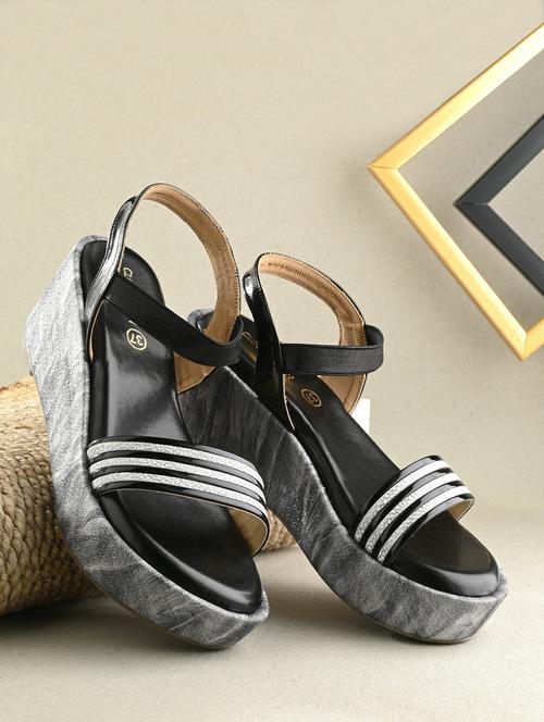 women black back strap platform wedge - 21986896 -  Standard Image - 0