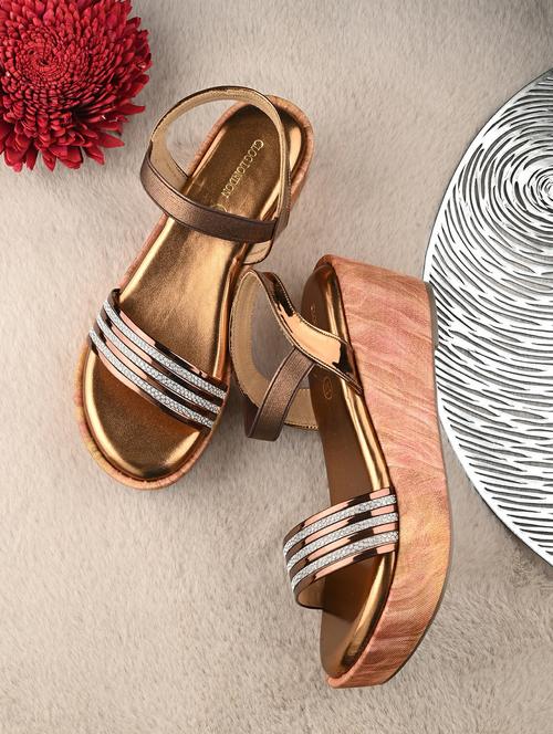 women copper back strap platform wedge - 21986897 -  Standard Image - 0