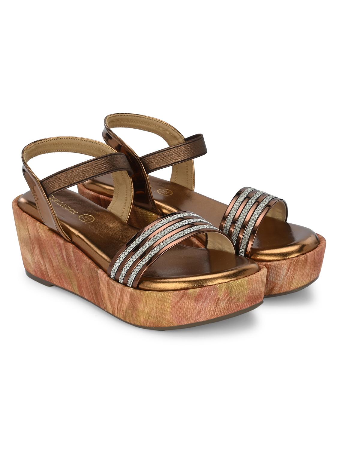 women copper back strap platform wedge - 21986897 -  Standard Image - 1