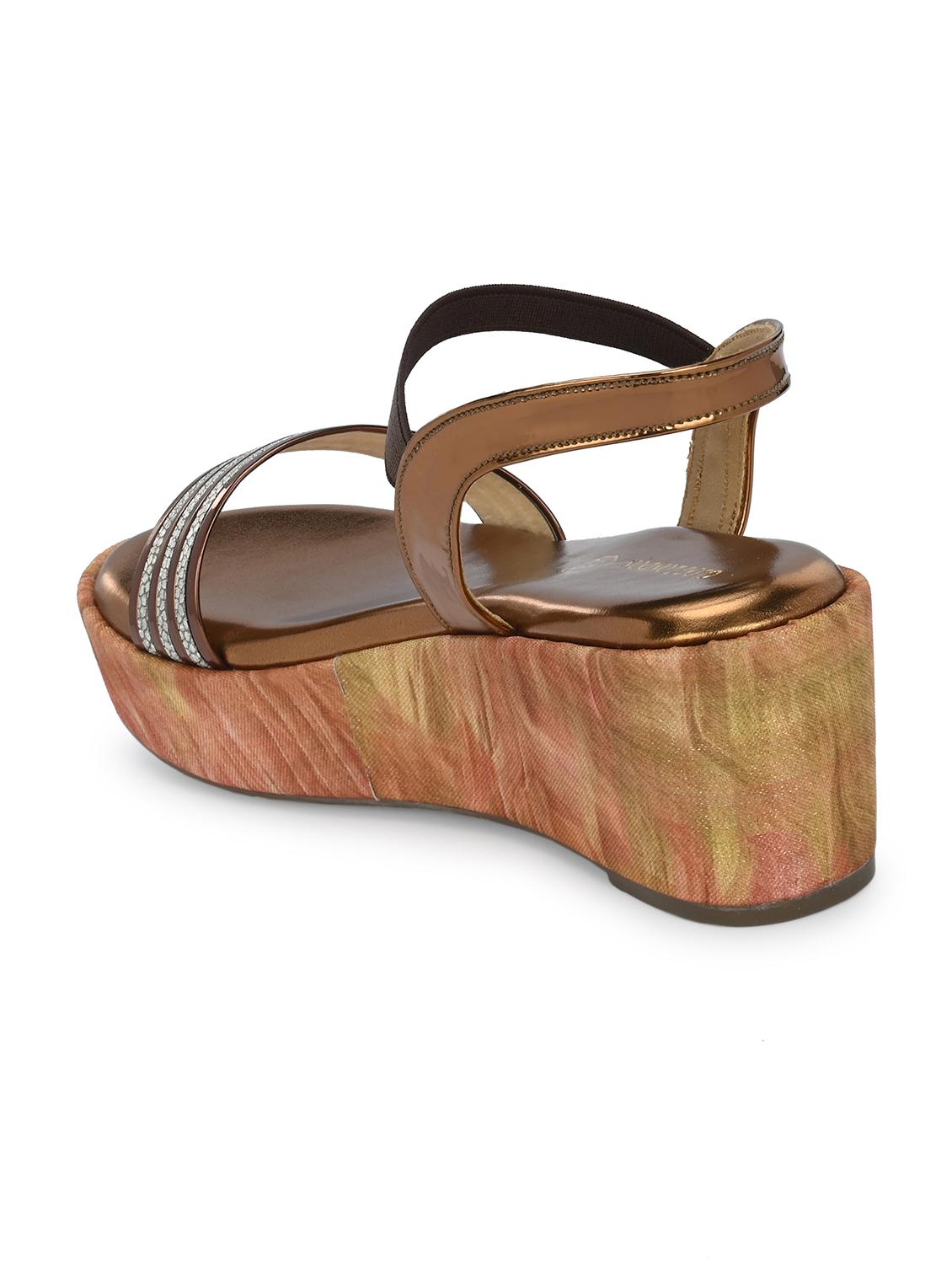 women copper back strap platform wedge - 21986897 - Standard Image - 4