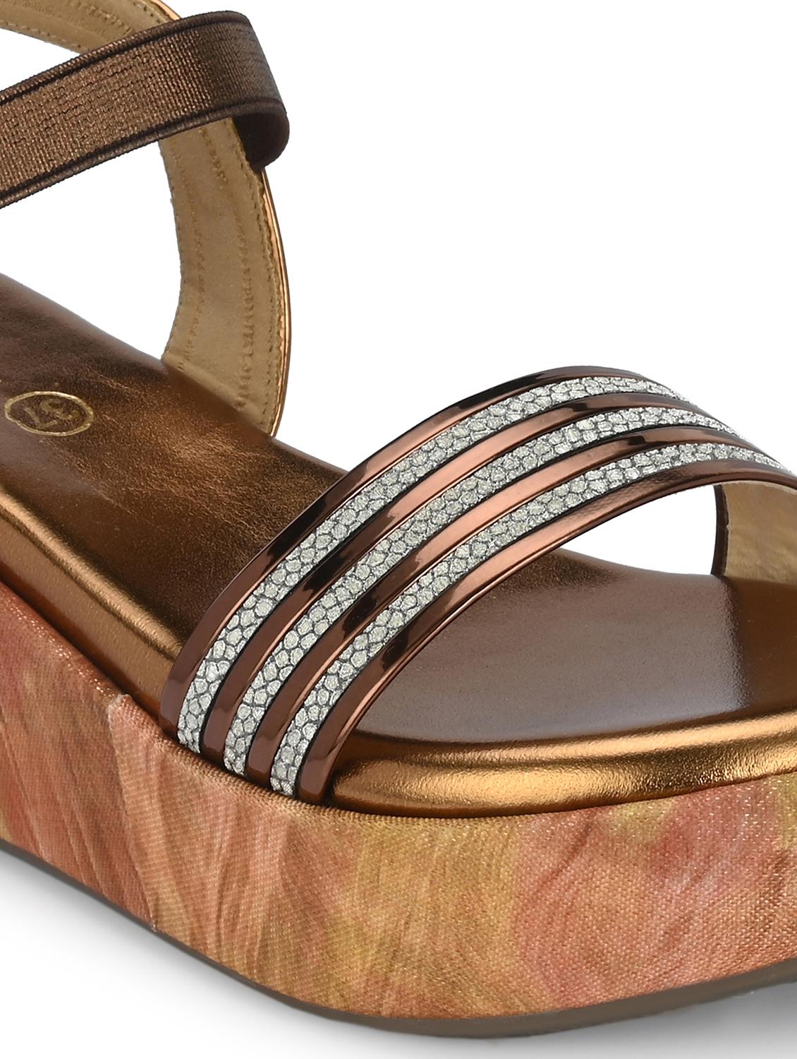 women copper back strap platform wedge - 21986897 - Standard Image - 6