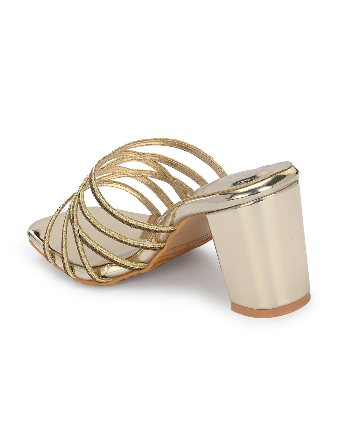 women gold slip on block heels - 21986903 - Standard Image - 4