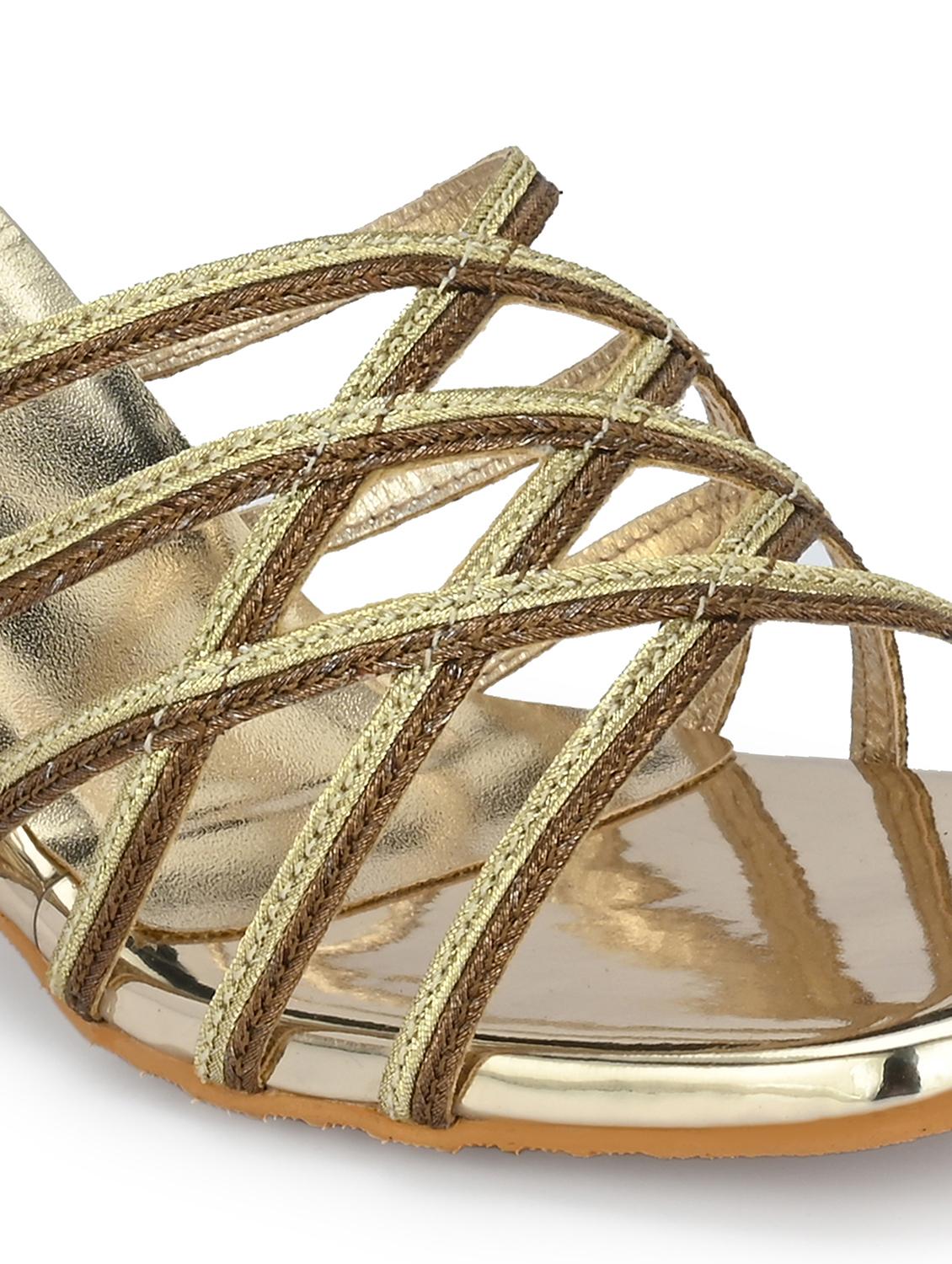 women gold slip on block heels - 21986903 - Standard Image - 6