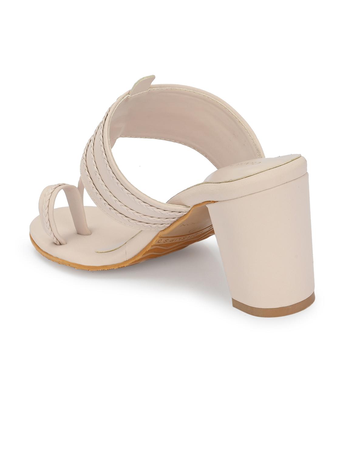 women off white one toe block heel sandal - 21986904 - Standard Image - 4