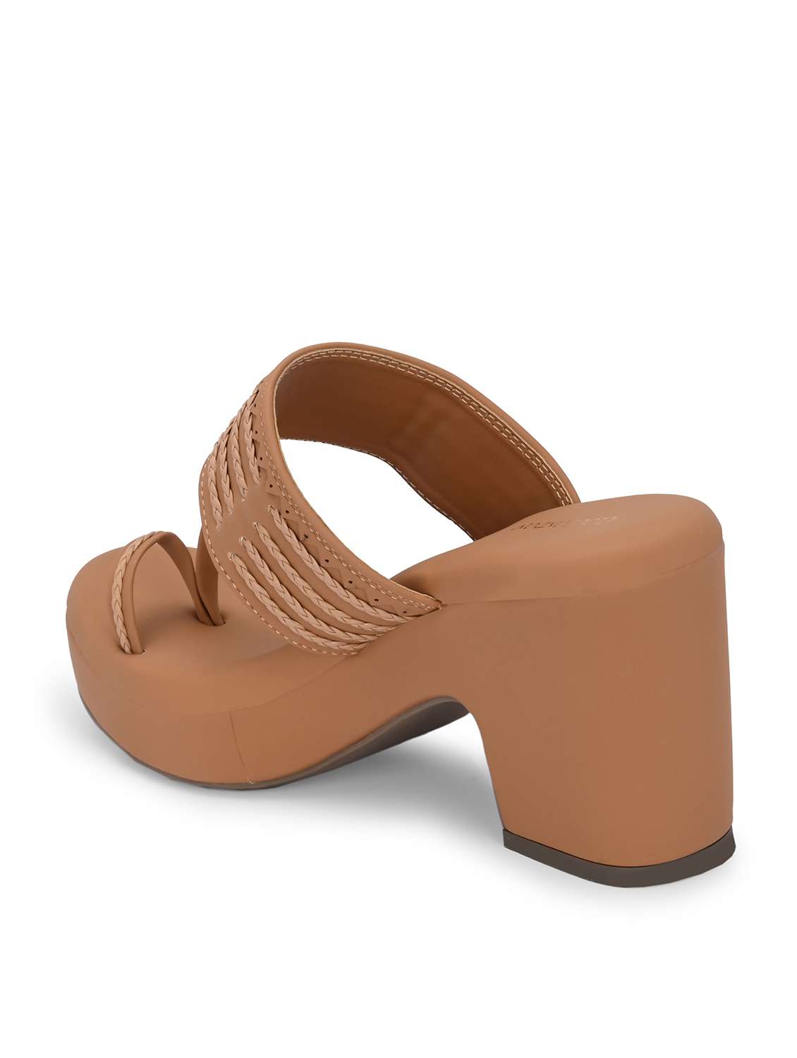 women tan one toe block heel sandal - 21986908 -  Standard Image - 4