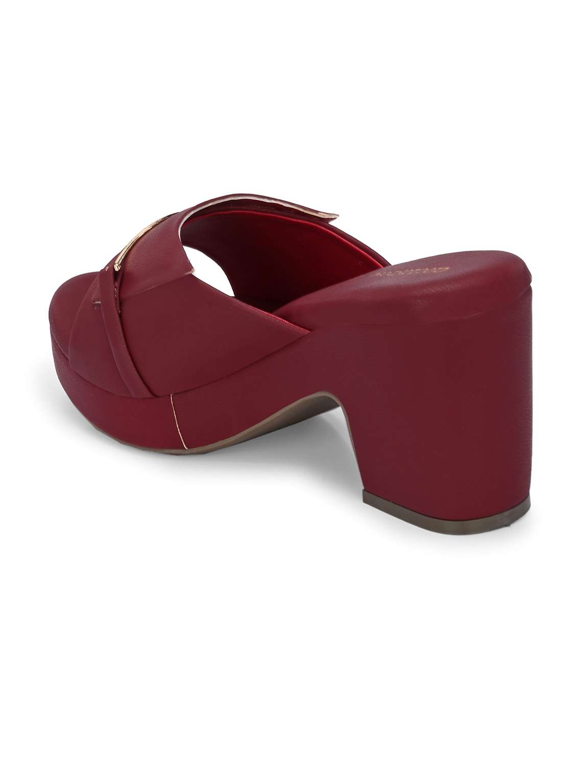 women maroon slip on block heels - 21986909 -  Standard Image - 4
