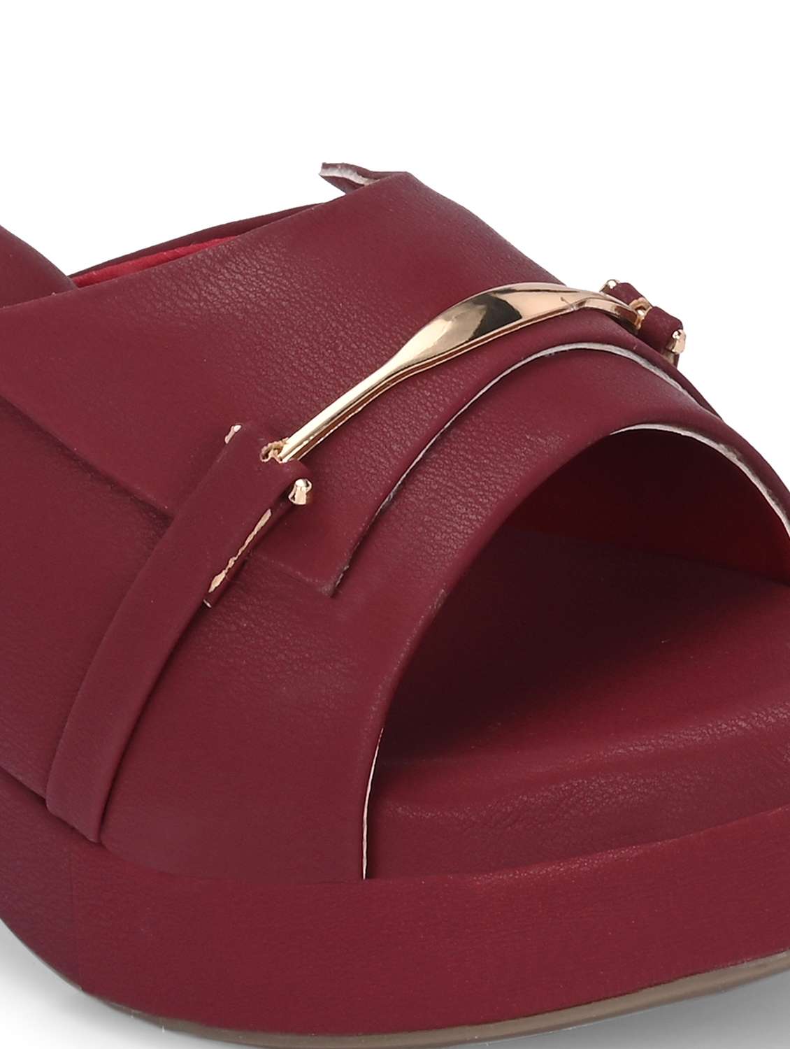 women maroon slip on block heels - 21986909 -  Standard Image - 6