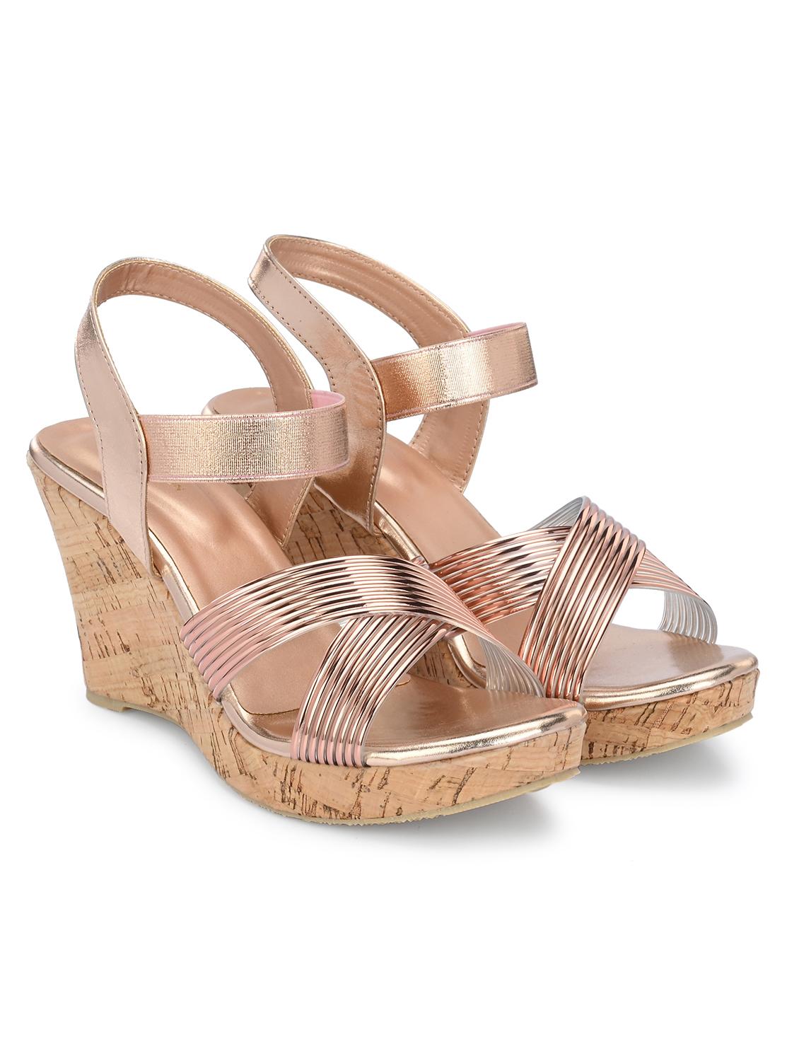 women pink back strap platform wedge - 21986911 - Standard Image - 1