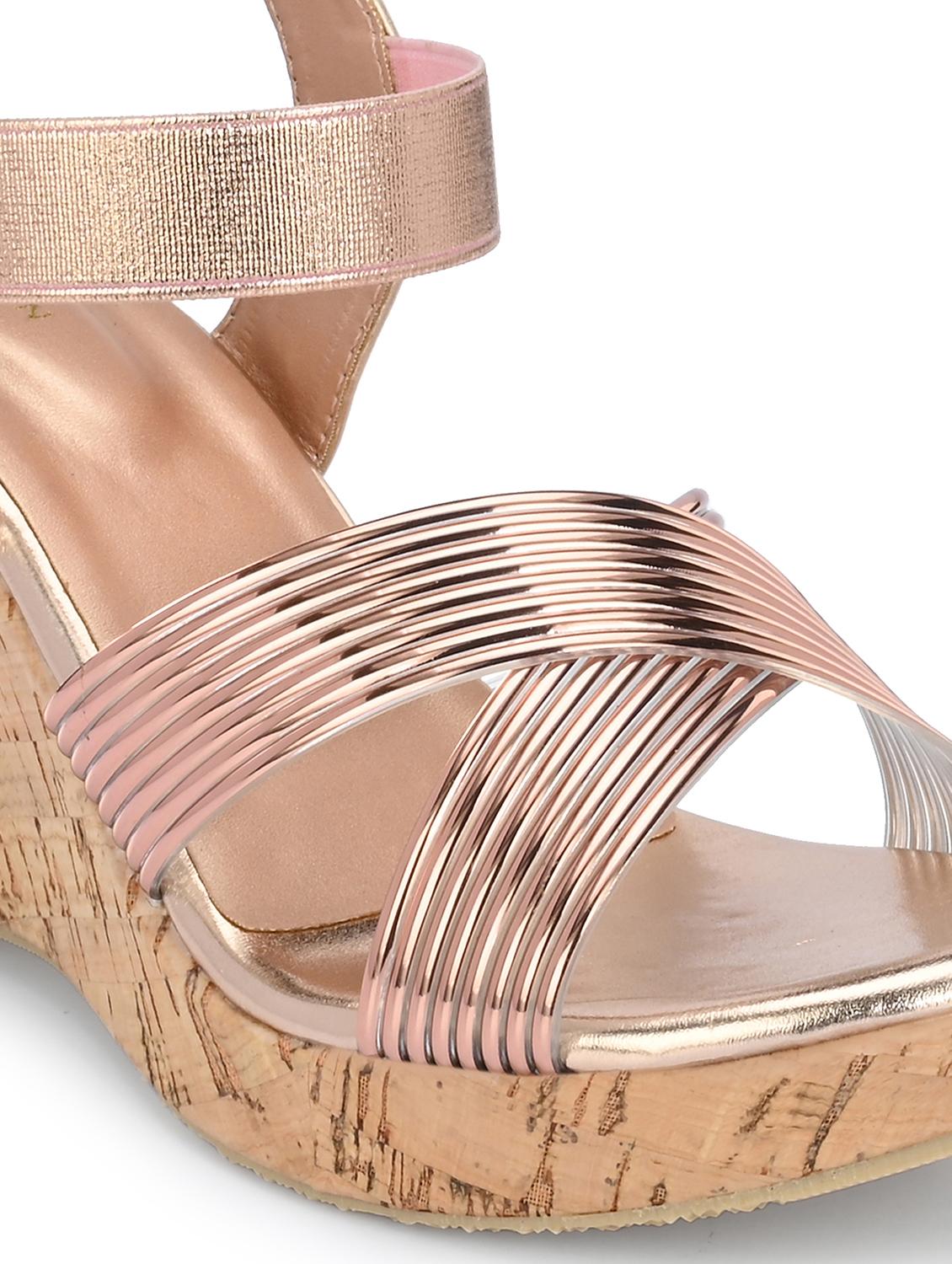 women pink back strap platform wedge - 21986911 - Standard Image - 6